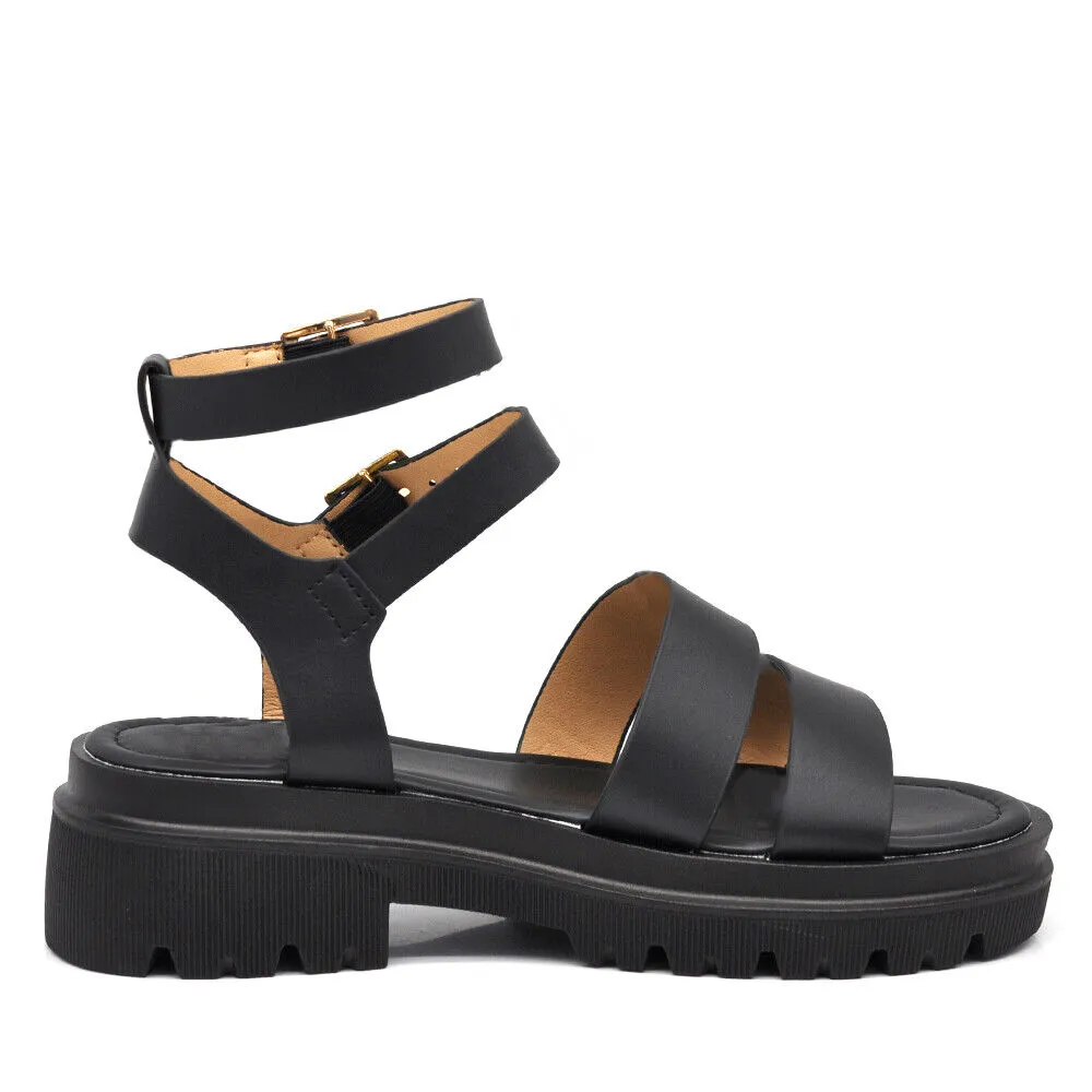 Scarpe Sandali Da Donna Con Platform Ragnetto L19D-7 nero bianco marrone