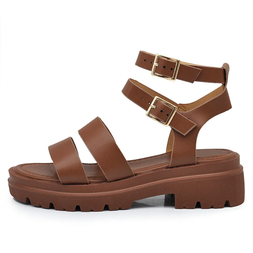 Scarpe Sandali Da Donna Con Platform Ragnetto L19D-7 nero bianco marrone