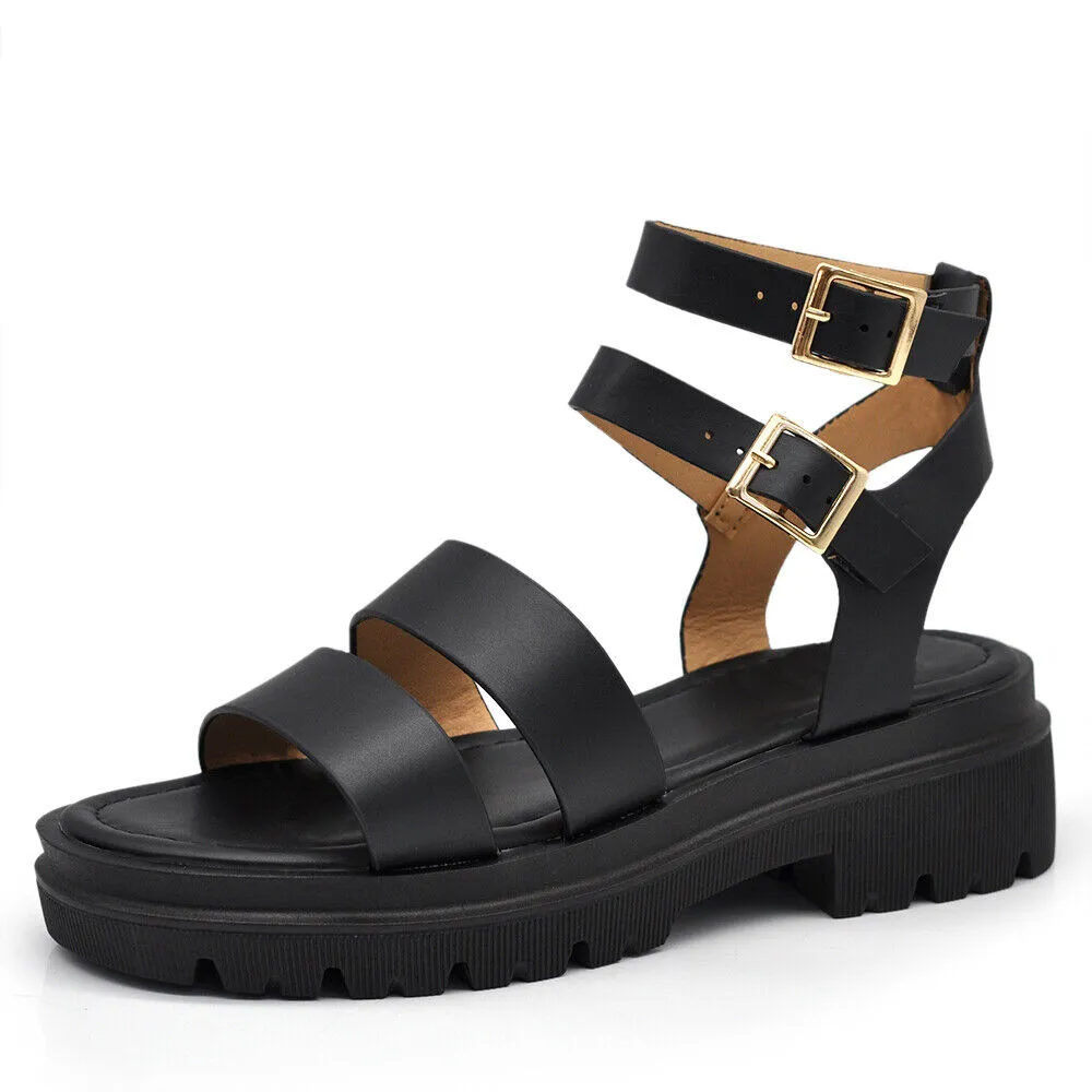 Scarpe Sandali Da Donna Con Platform Ragnetto L19D-7 nero bianco marrone
