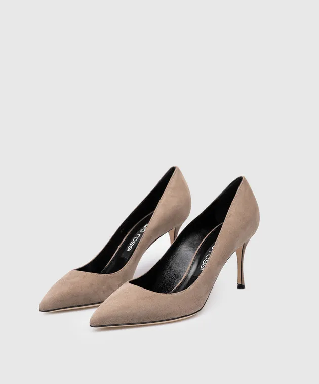 Sergio Rossi Scarpe da barca Codiva in camoscio beige A43841MCAZ01