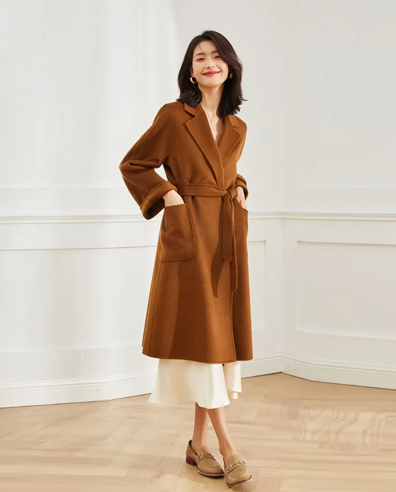 Shenghong 23 Autunno e Inverno New M Home Cappotto in lana cashmere con ondulazioni d'acqua double-face fatto a mano per la vers