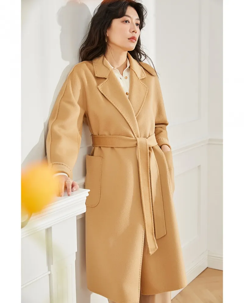 Shenghong 23 Autunno e Inverno New M Home Cappotto in lana cashmere con ondulazioni d'acqua double-face fatto a mano per la vers