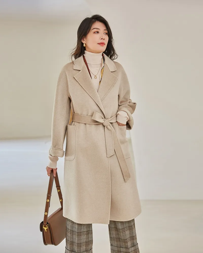 Shenghong 23 Autunno e Inverno New M Home Cappotto in lana cashmere con ondulazioni d'acqua double-face fatto a mano per la vers