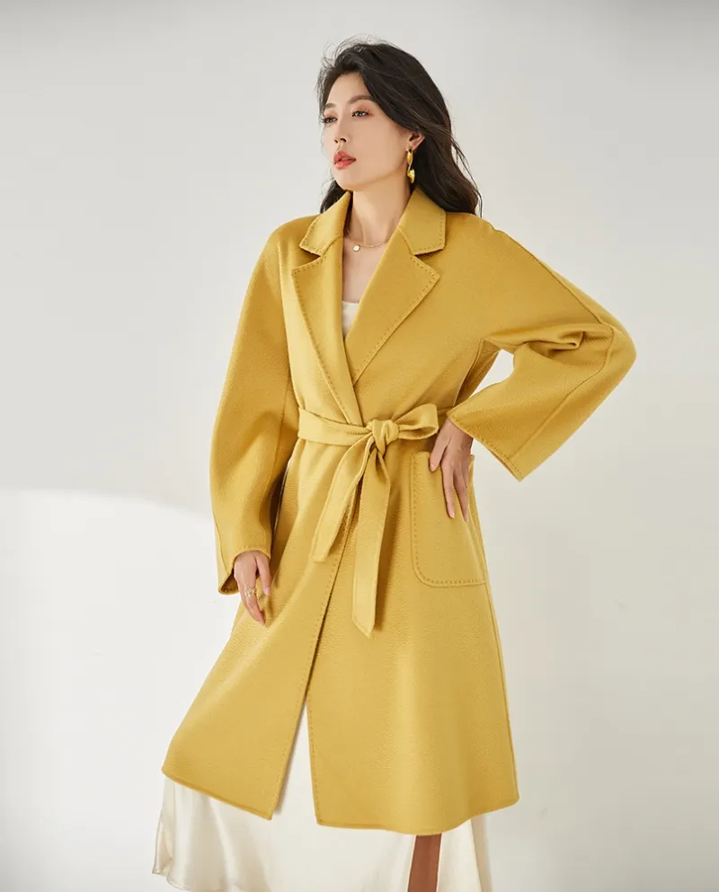 Shenghong 23 Autunno e Inverno New M Home Cappotto in lana cashmere con ondulazioni d'acqua double-face fatto a mano per la vers