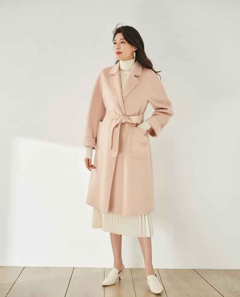 Shenghong 23 Autunno e Inverno New M Home Cappotto in lana cashmere con ondulazioni d'acqua double-face fatto a mano per la vers