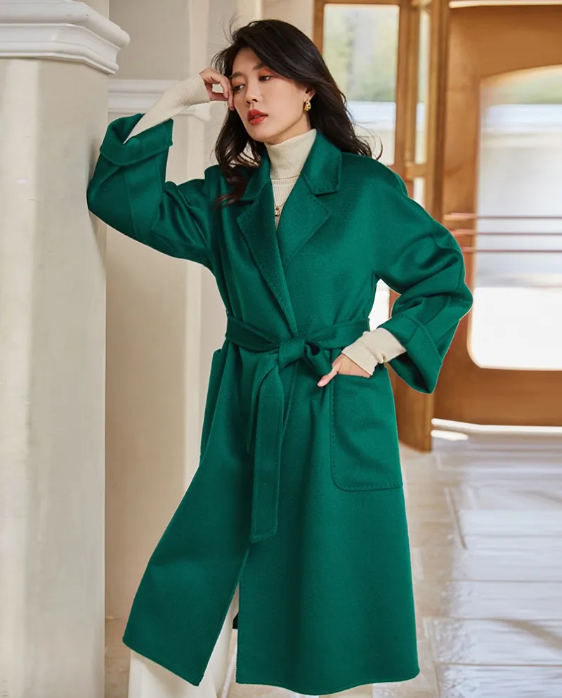 Shenghong 23 Autunno e Inverno New M Home Cappotto in lana cashmere con ondulazioni d'acqua double-face fatto a mano per la vers
