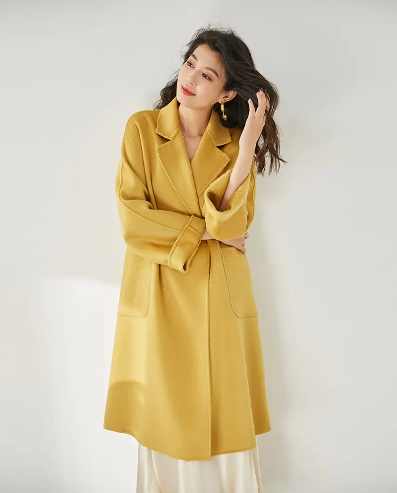 Shenghong 23 Autunno e Inverno New M Home Cappotto in lana cashmere con ondulazioni d'acqua double-face fatto a mano per la vers