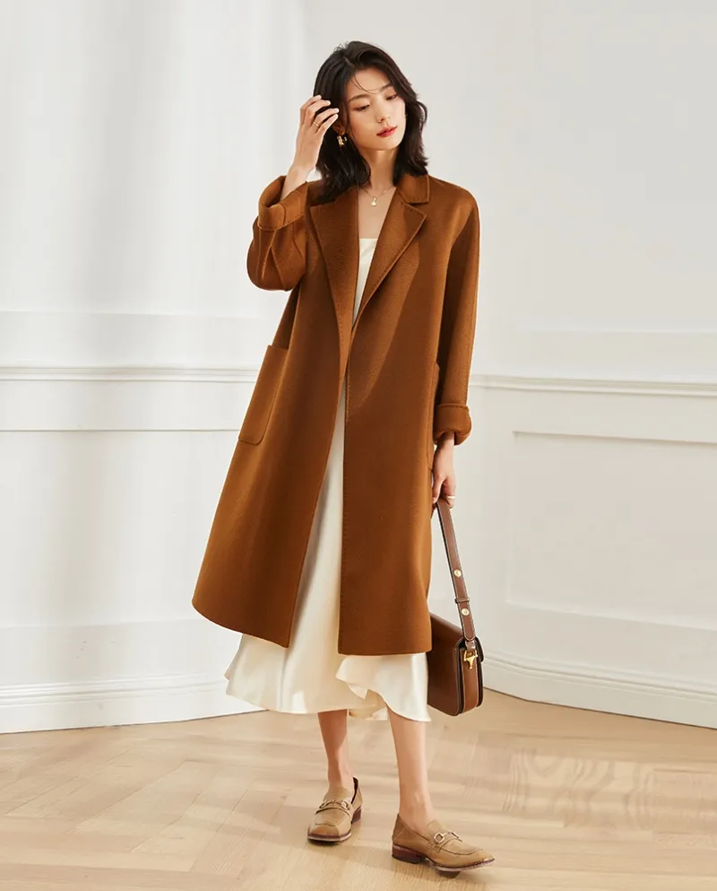 Shenghong 23 Autunno e Inverno New M Home Cappotto in lana cashmere con ondulazioni d'acqua double-face fatto a mano per la vers