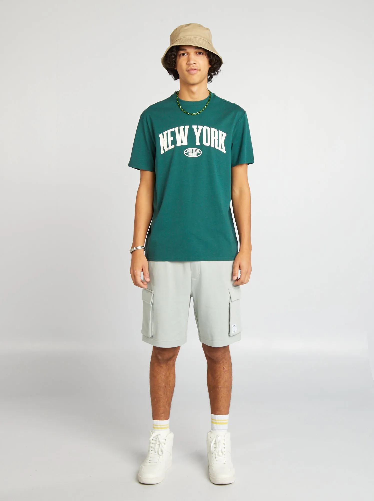 Shorts in tessuto felpato con tasche laterali - grigio