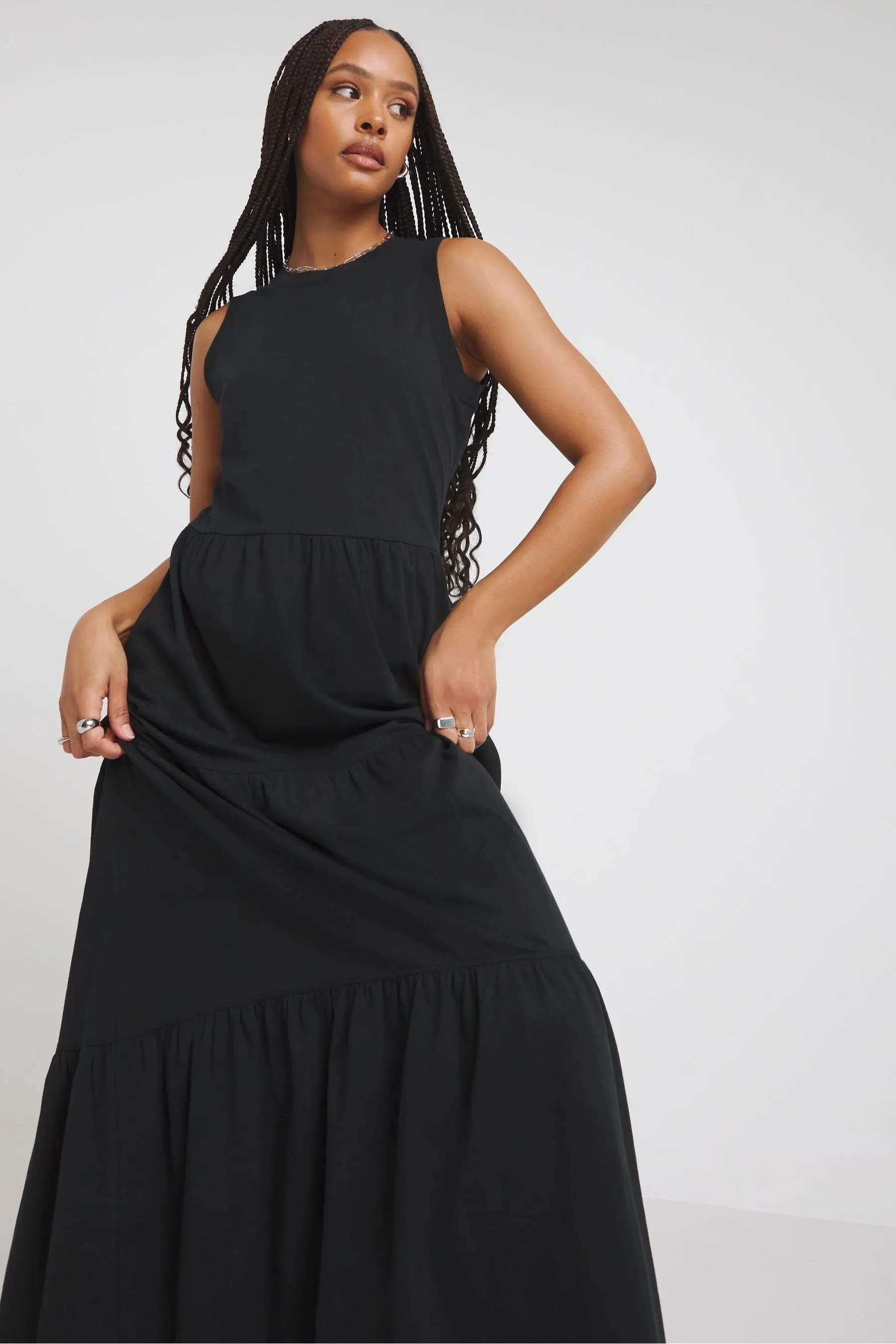 Simply Be - Abito maxi a balze in cotone