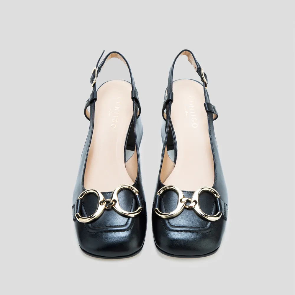 Slingback Nera con Morsetto