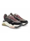 Sneakers Crime London MAGNETIC in camoscio e stampato nero e leopardato