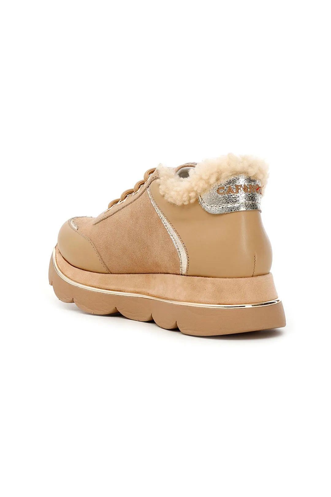 sneakers in pelle scamosciata con bordo in ecopelliccia