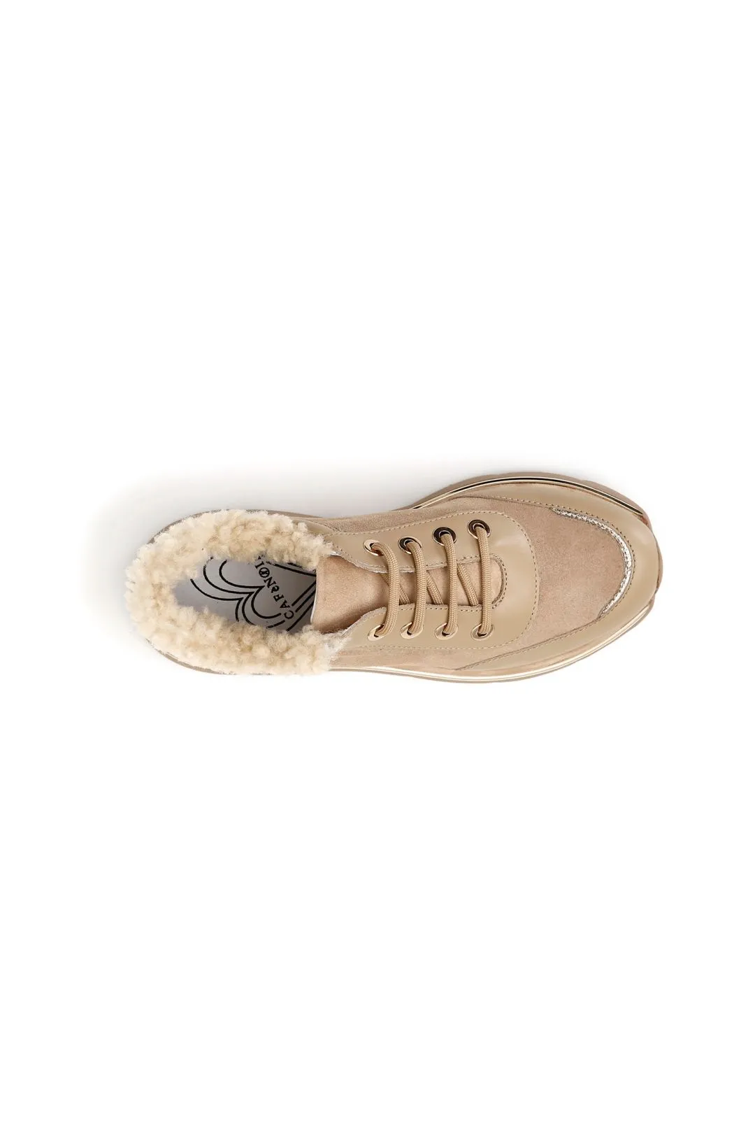 sneakers in pelle scamosciata con bordo in ecopelliccia