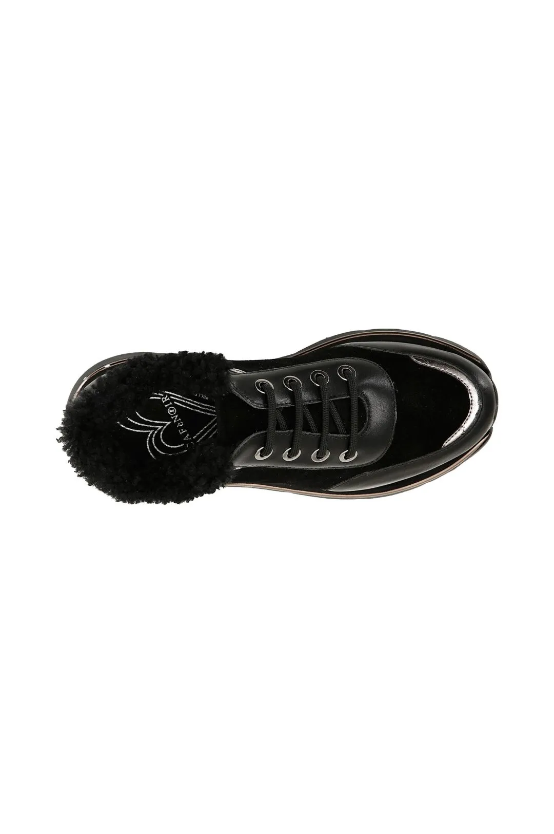 sneakers in pelle scamosciata con bordo in ecopelliccia