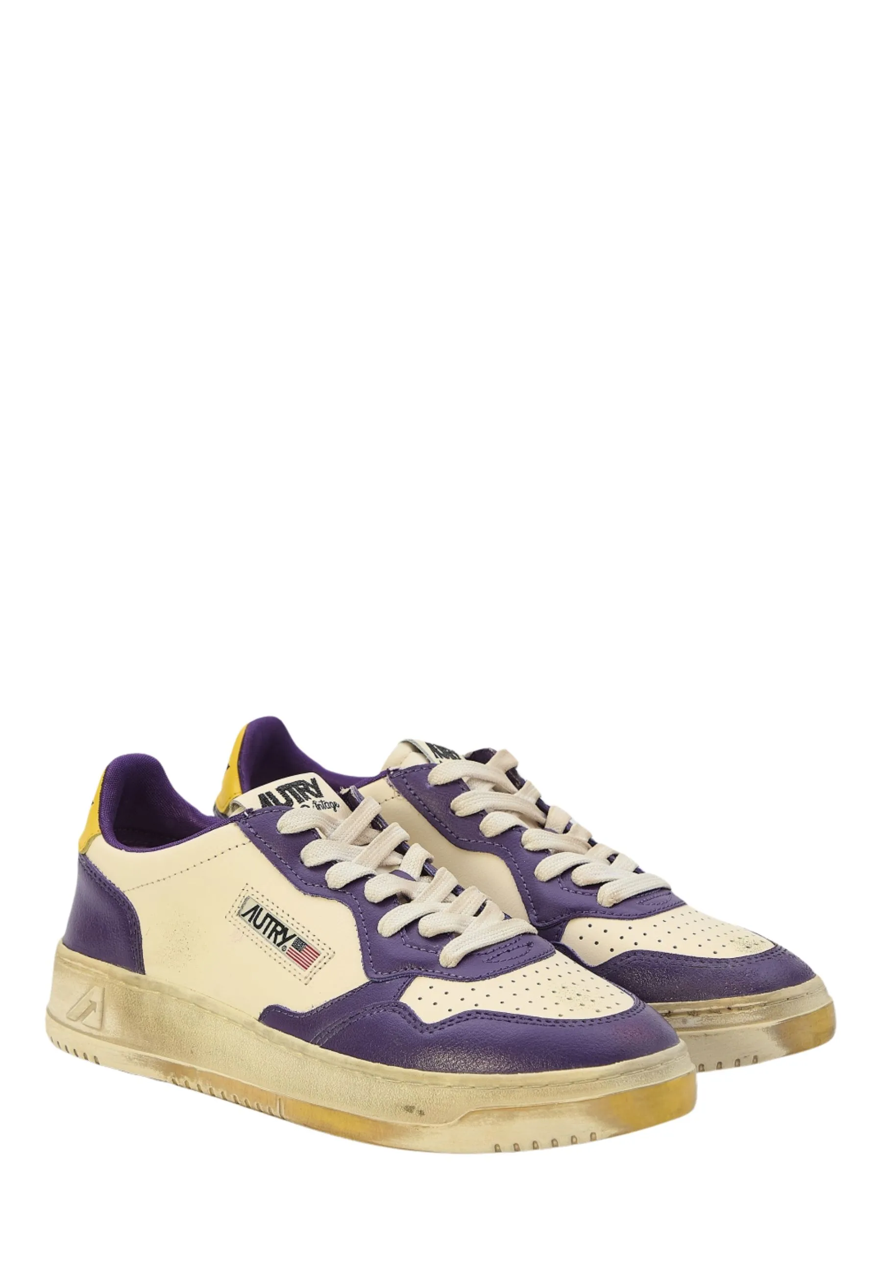SNEAKERS MEDALIST LOW SUPER VINTAGE IN PELLE BIANCA E VIOLA