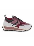 Sneakers Voile Blanche CLUB103 in pelle e nylon bianco e rosa
