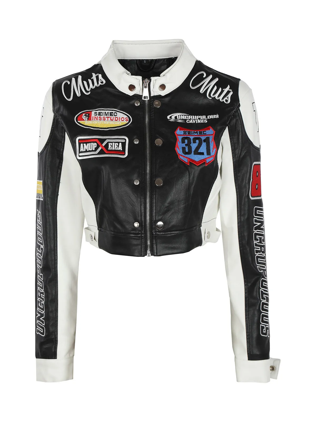 Solada Veste biker femme avec patchs et imprimés