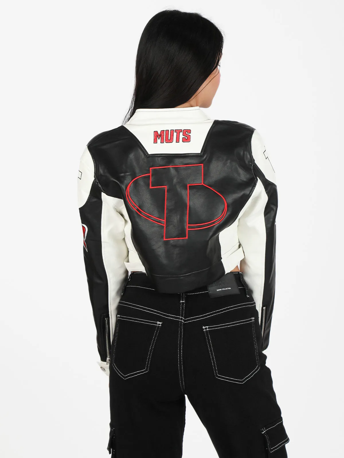 Solada Veste biker femme avec patchs et imprimés