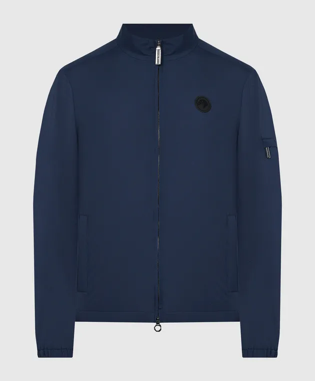 Stefano Ricci Giacca a vento blu con stemma logo M6J4100010PL001H