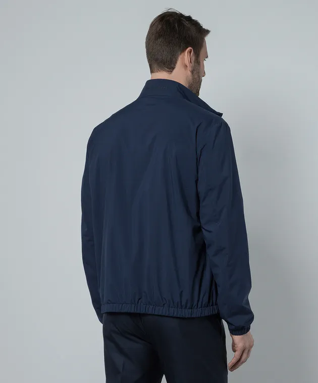 Stefano Ricci Giacca a vento blu con stemma logo M6J4100010PL001H