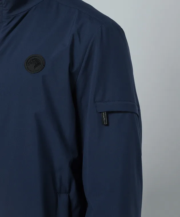 Stefano Ricci Giacca a vento blu con stemma logo M6J4100010PL001H