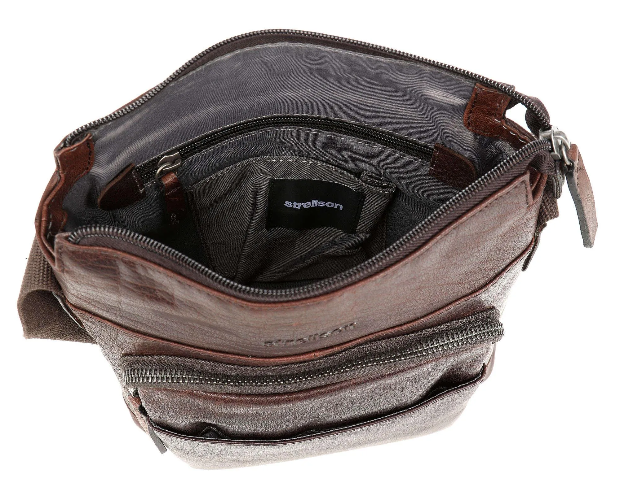  Strellson Coleman 2.0 Borsa a tracolla pelle di vacchetta finemente grana marrone scuro  