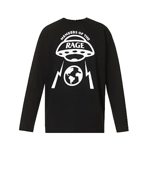T-shirt a maniche lunghe con logo oversize in nero - uomo