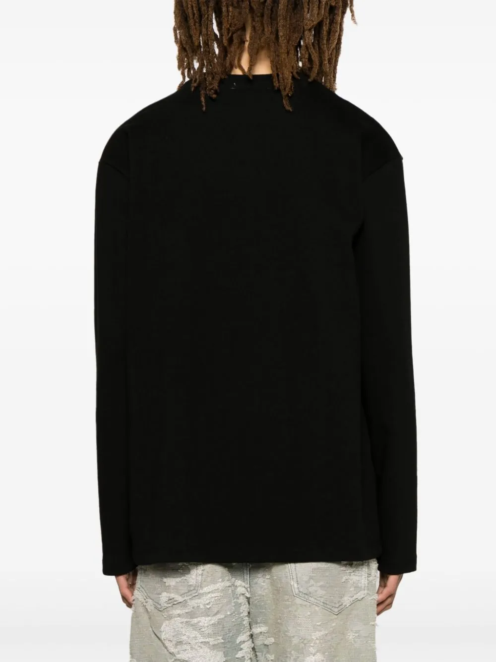 T-shirt a maniche lunghe con logo oversize in nero - uomo