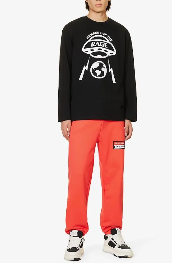 T-shirt a maniche lunghe con logo oversize in nero - uomo