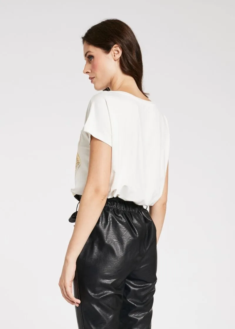 T-shirt con stampa dorata