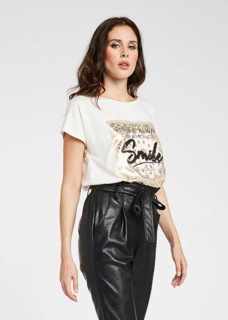 T-shirt con stampa dorata