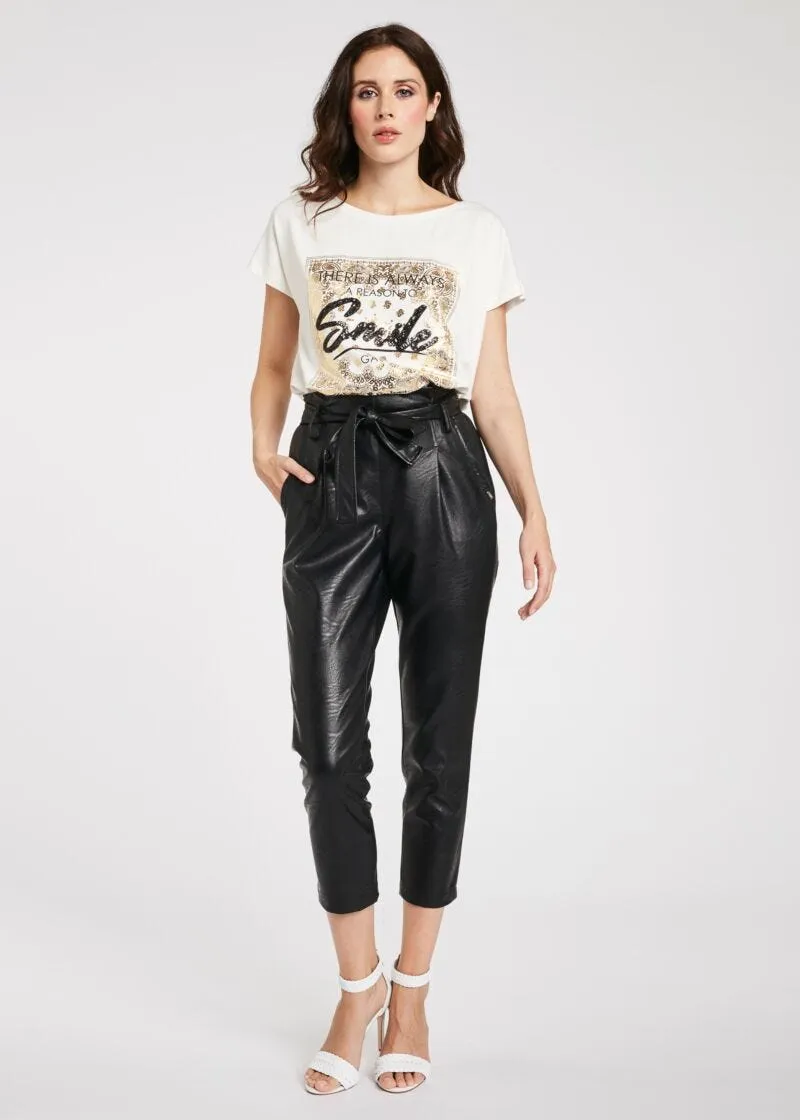 T-shirt con stampa dorata