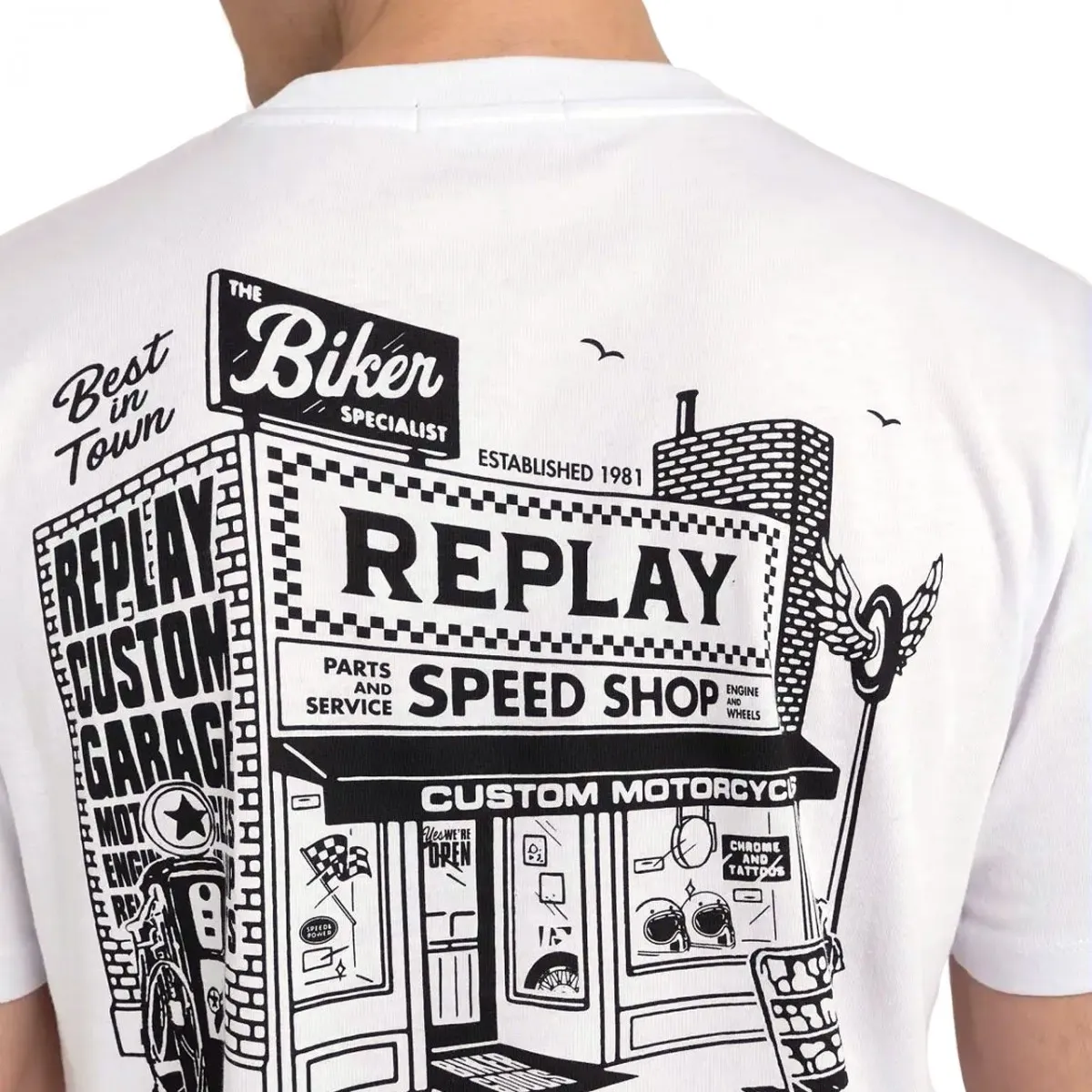 T-Shirt Regular Fit Con Stampa Biker
