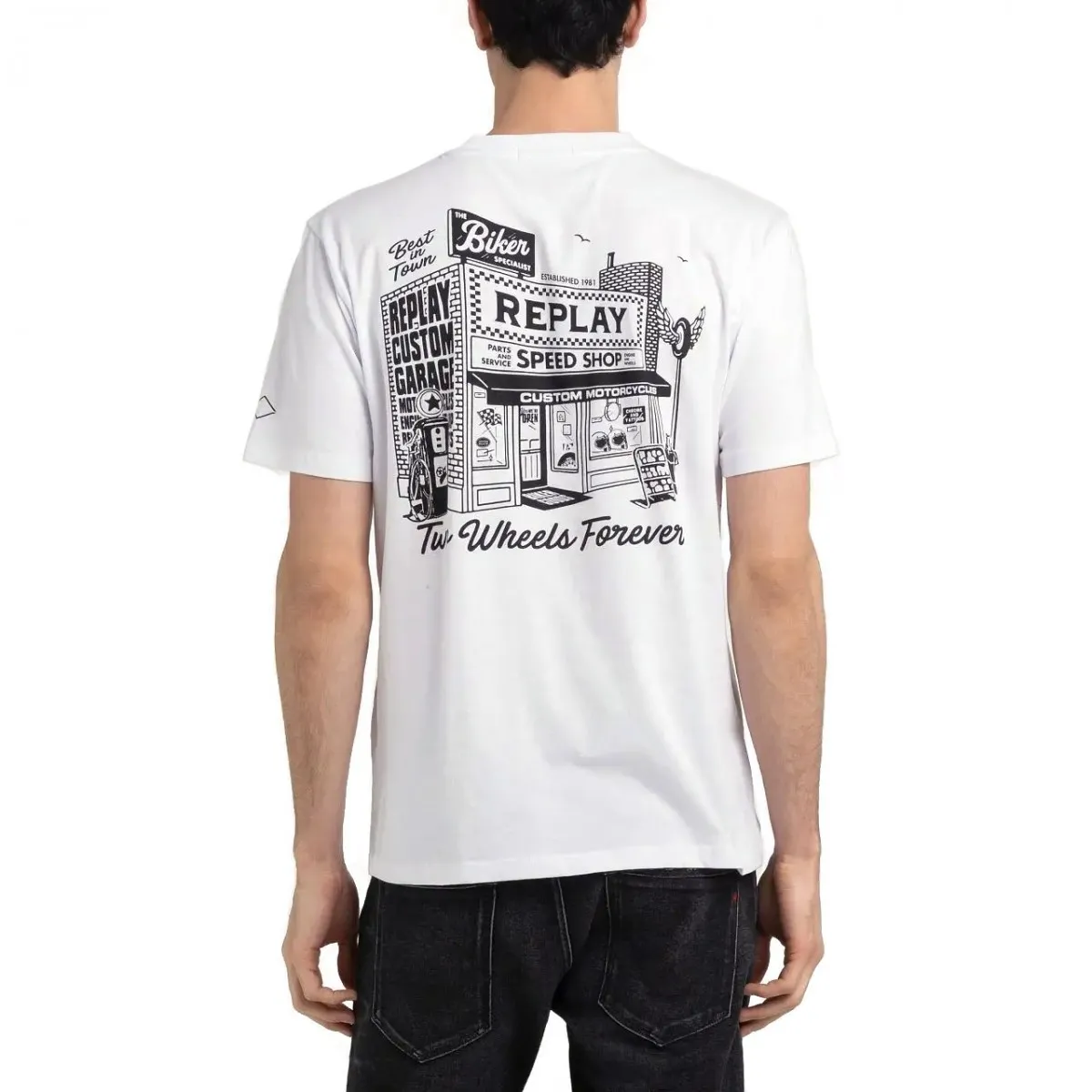 T-Shirt Regular Fit Con Stampa Biker