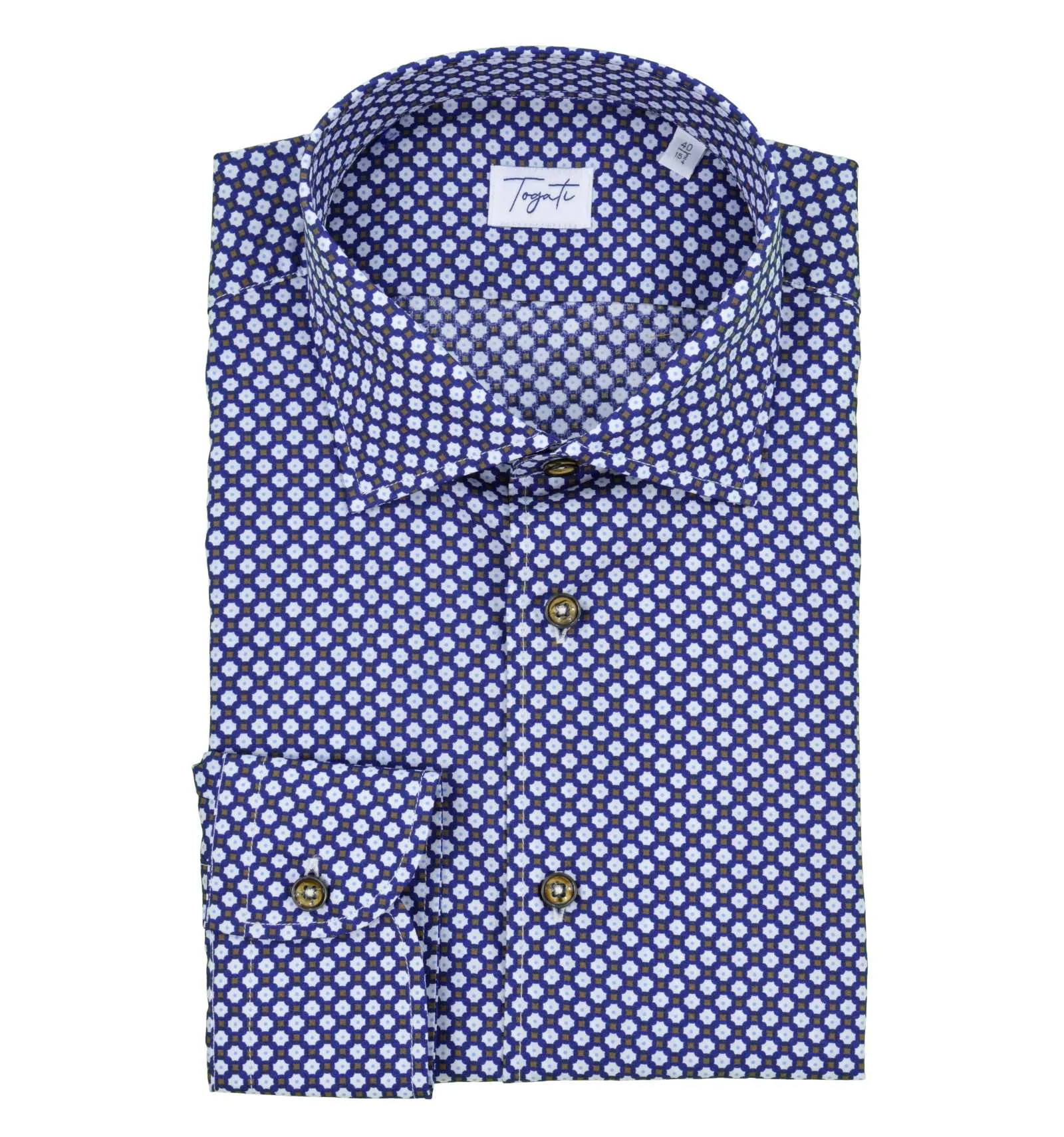 TOGATI uomo camicia micro fantasia blu DONNY RO13/03