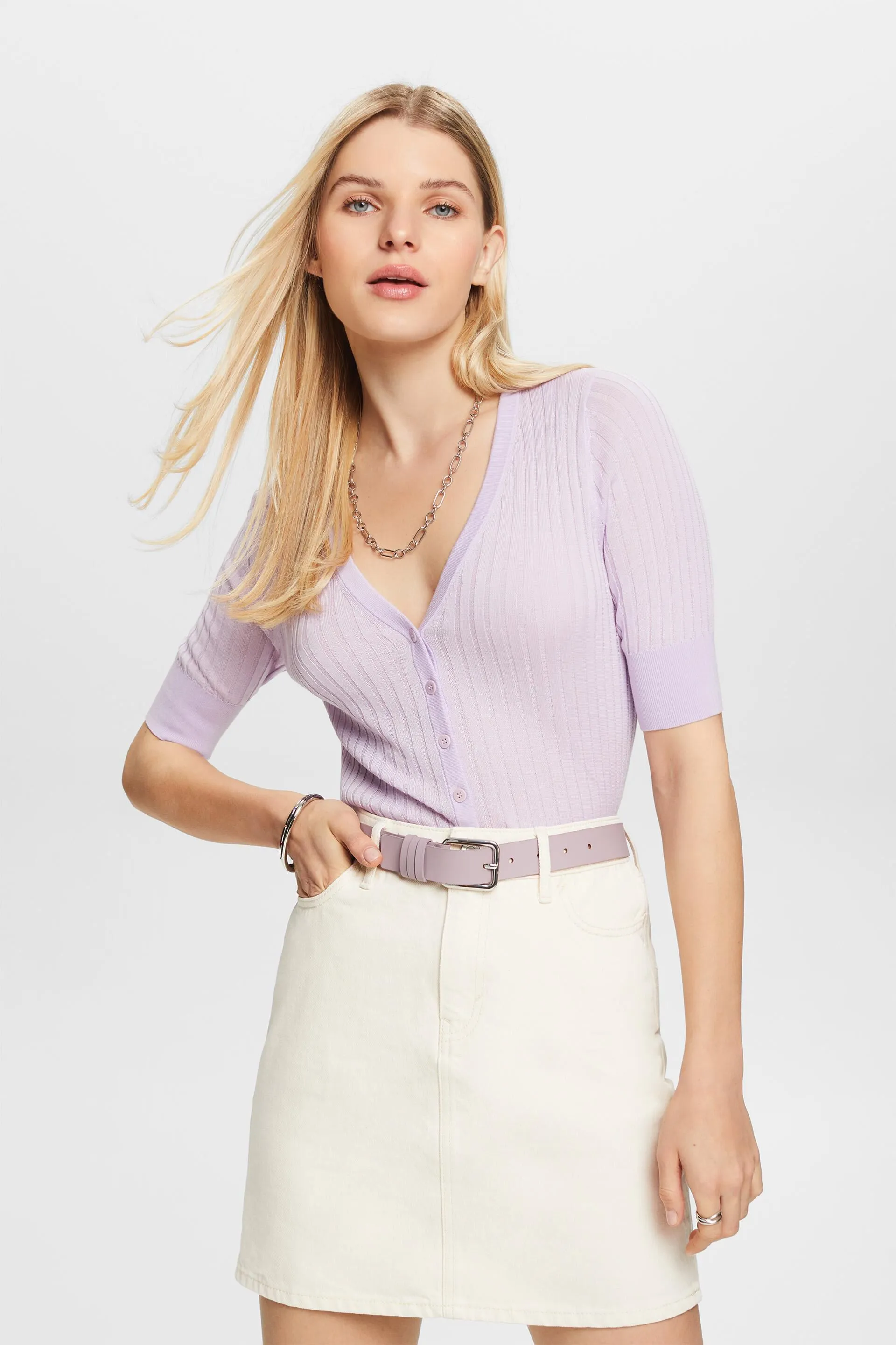 Top in maglia con bottoni