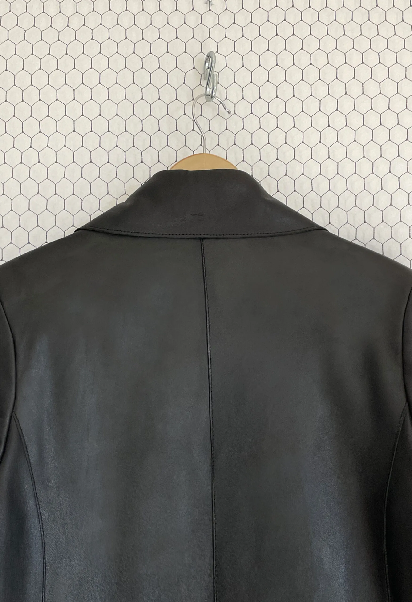 Trench extra long in vera pelle nera vintage anni ’90