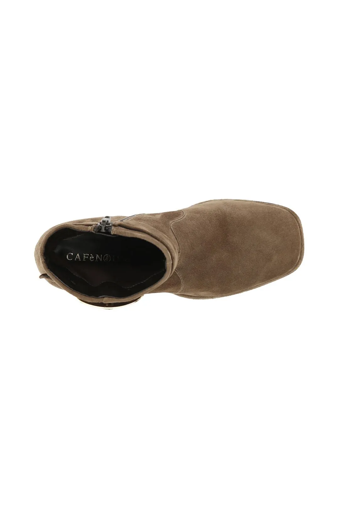 tronchetto donna in pelle scamosciata con fibbia taupe