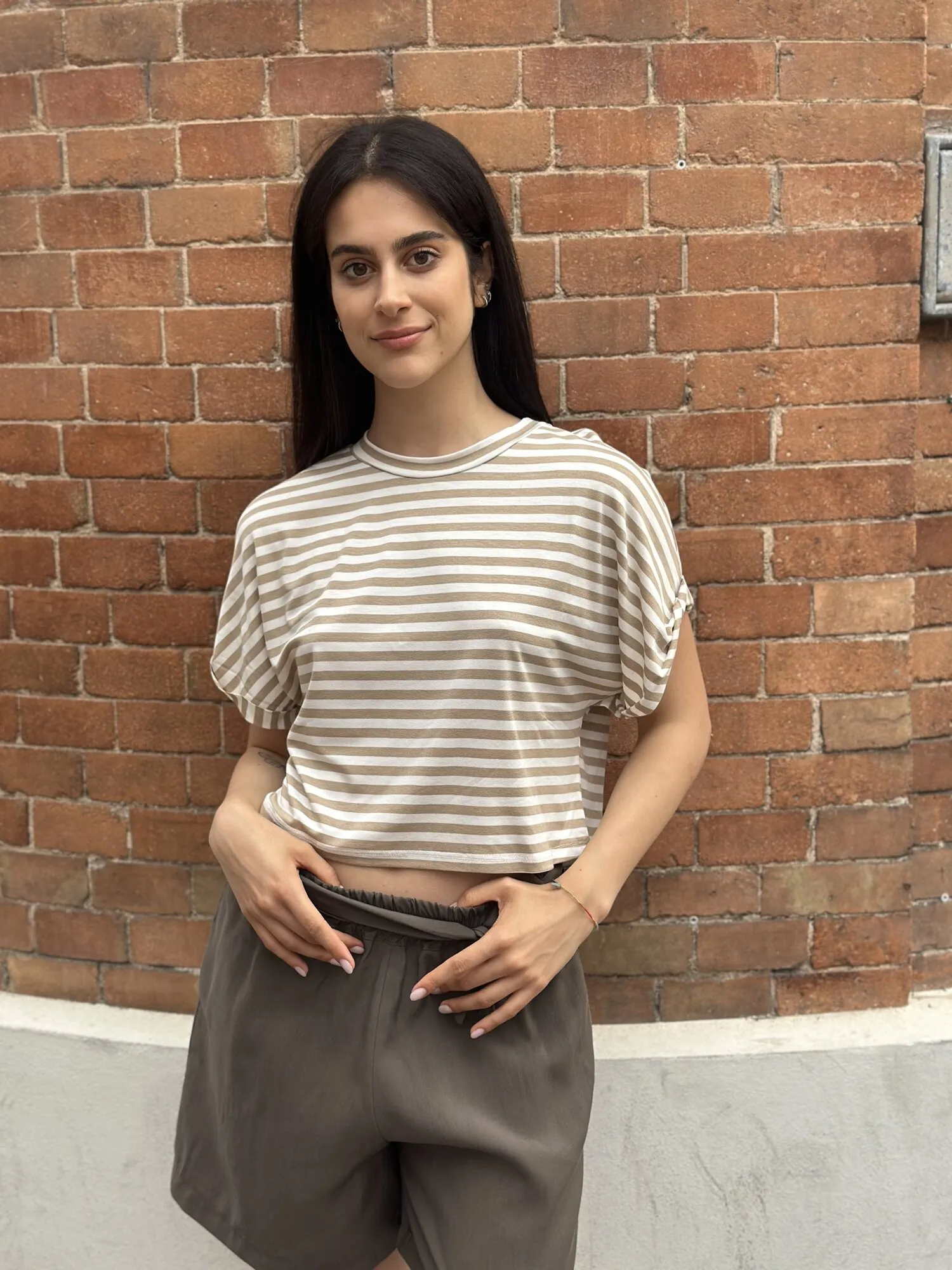 Tshirt crop a righe – Haveone