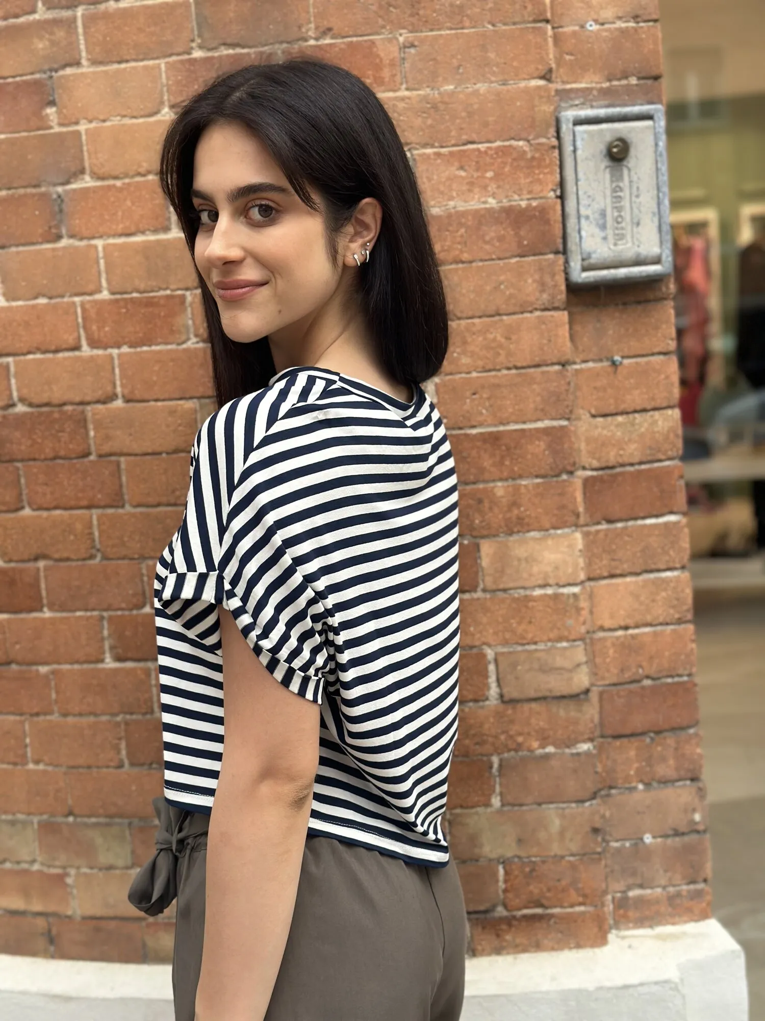 Tshirt crop a righe – Haveone