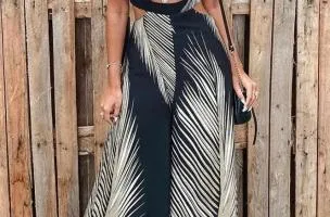 Tuta elegante con stampa Pineta, nera