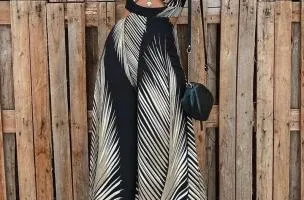 Tuta elegante con stampa Pineta, nera