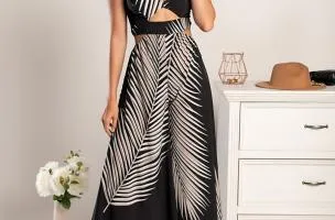 Tuta elegante con stampa Pineta, nera