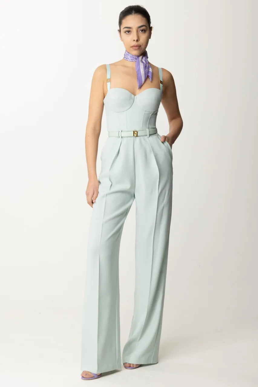 Tuta lunga bustier con cintura ACQUA