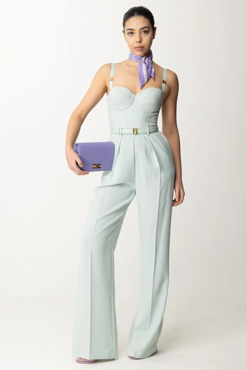 Tuta lunga bustier con cintura ACQUA