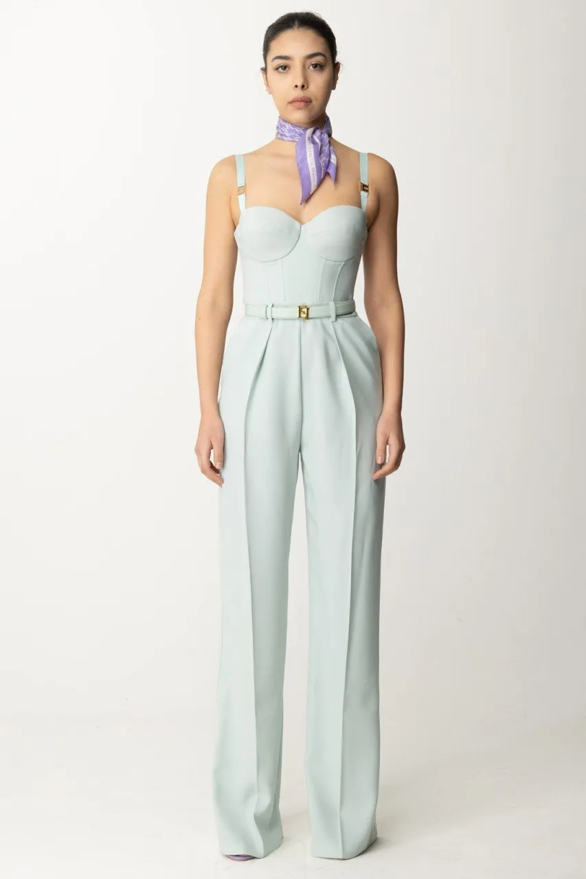 Tuta lunga bustier con cintura ACQUA