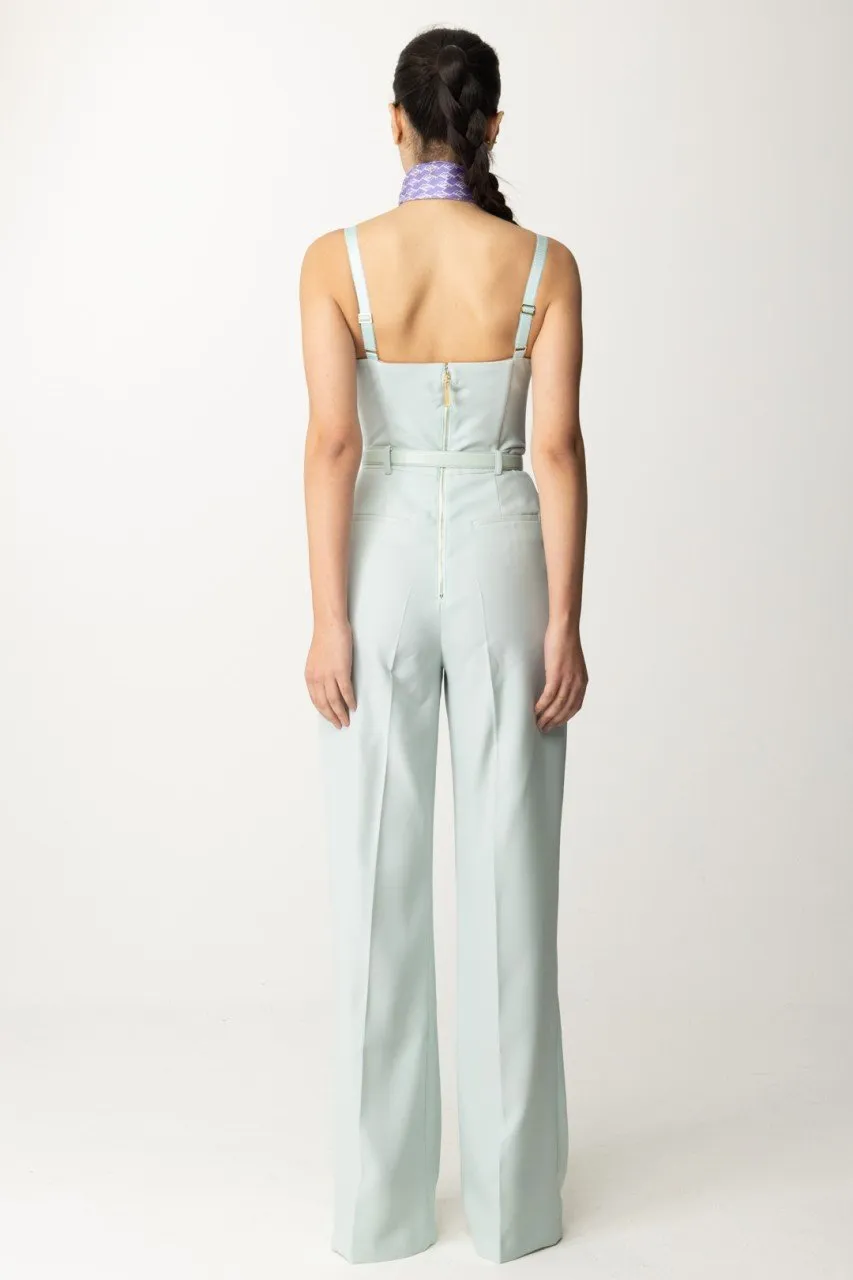 Tuta lunga bustier con cintura ACQUA
