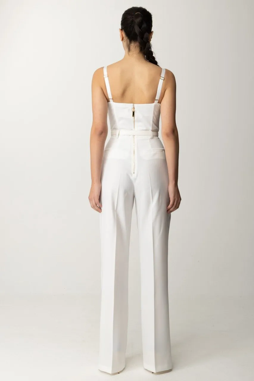Tuta lunga bustier con cintura Avorio