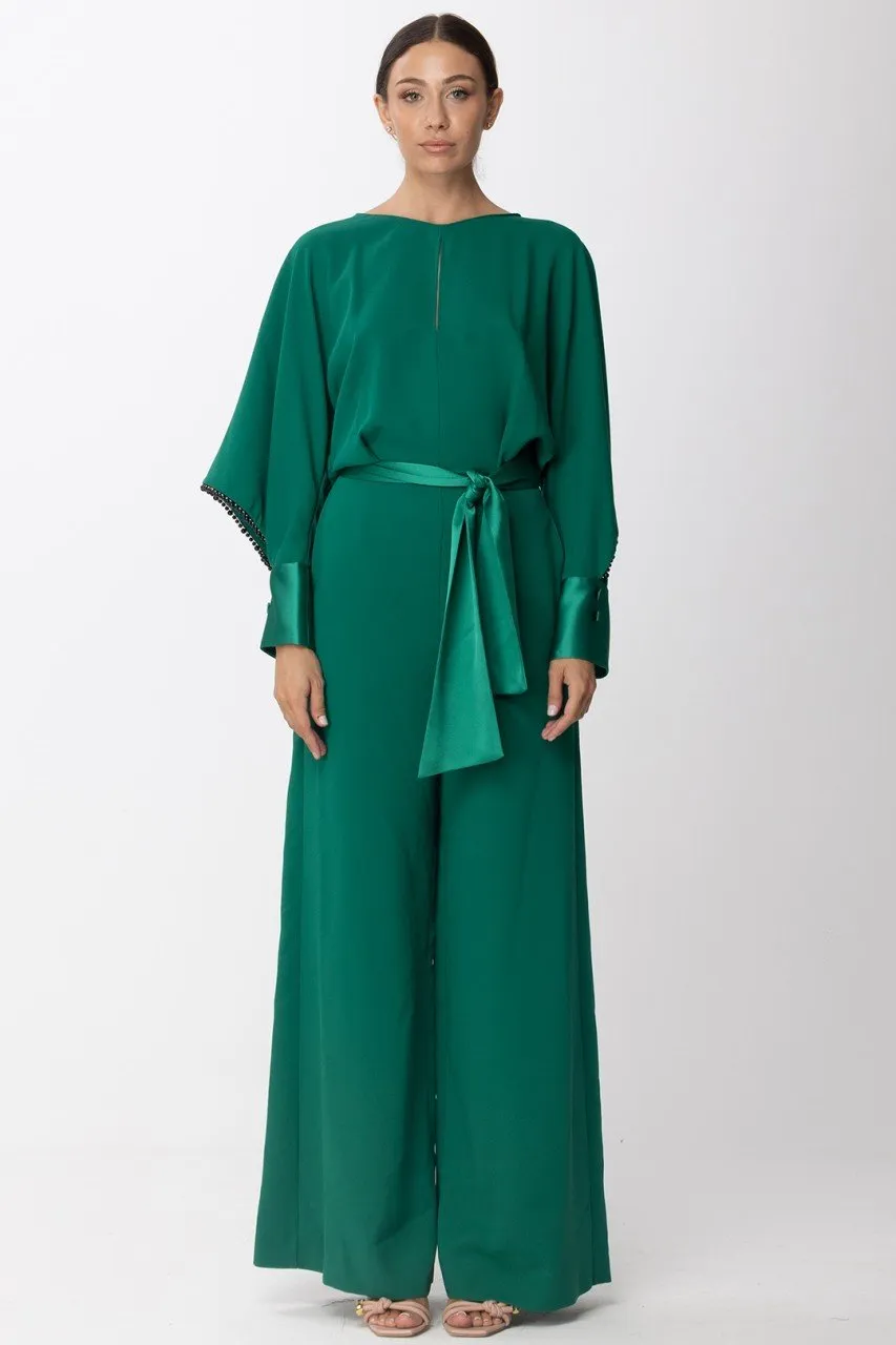 Tuta lunga con dettagli in satin Leaf Green
